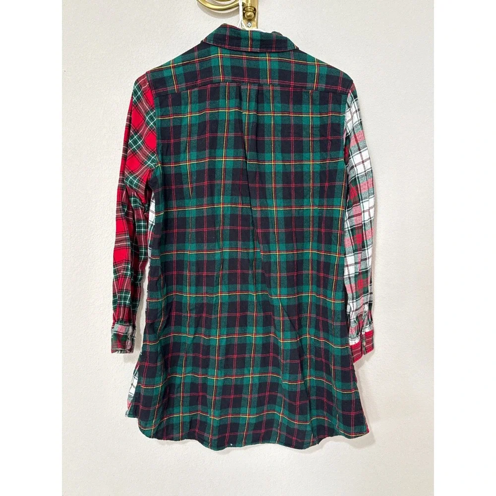 Lauren Ralph Lauren Sleep Shirt Women's S Mixed Plaid Flannel Colorblock Pajama